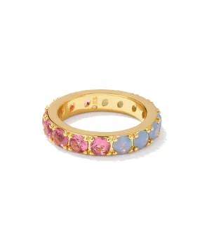 Kendra Scott Chandler Band Ring in Pink Blue Mix and Gold Size 8