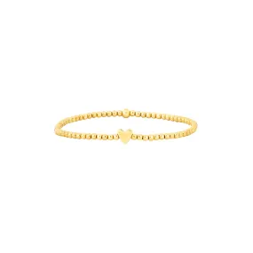 Kid's 2MM Yellow Gold Filled Bracelet with 14K Heart Bead