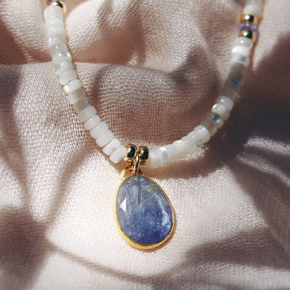 Kila Tanzanite and Mother of Pearl Necklace