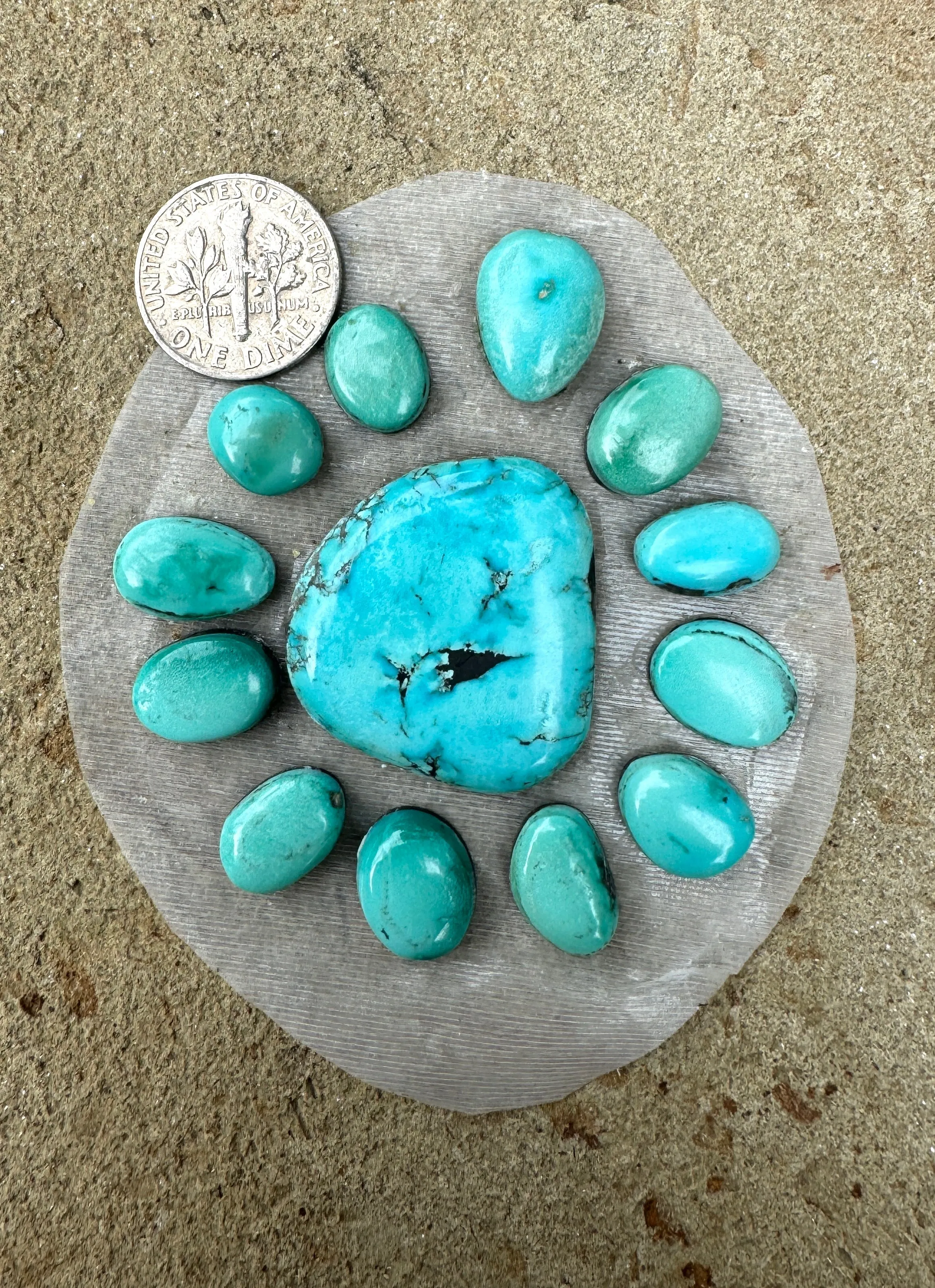 Kingman Turquoise (Arizona) 13 Piece Freeform Cabochon Set