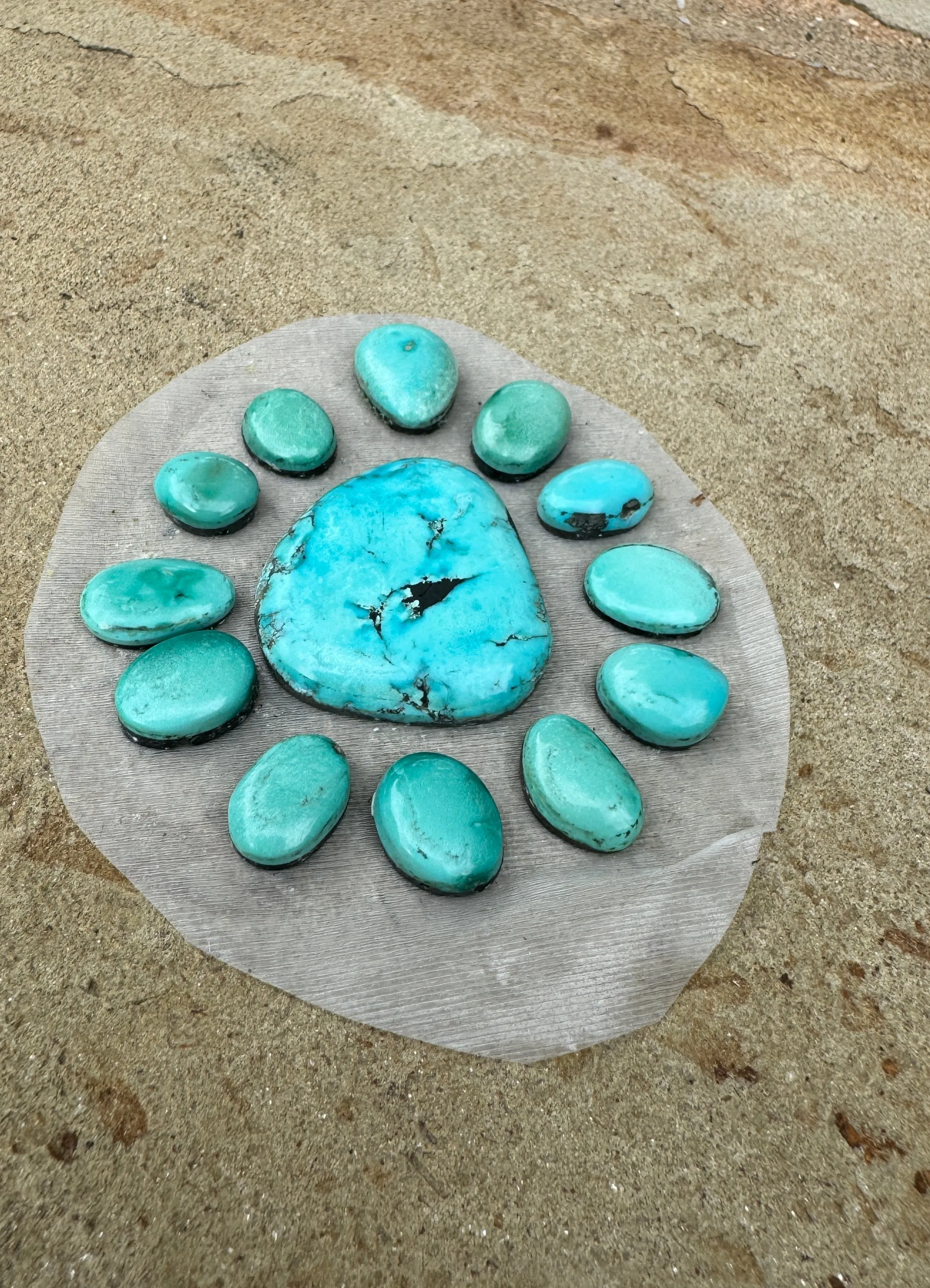 Kingman Turquoise (Arizona) 13 Piece Freeform Cabochon Set