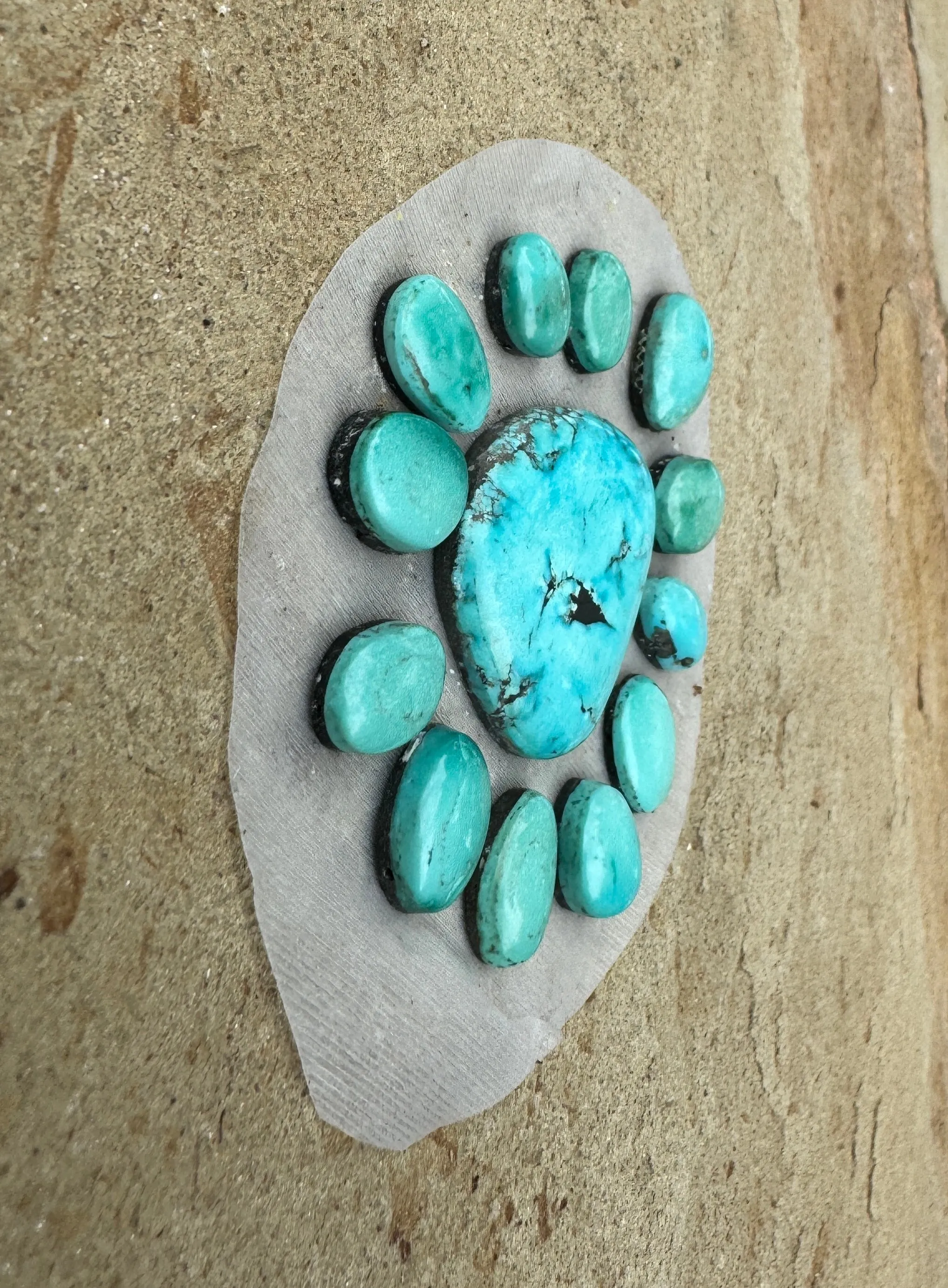 Kingman Turquoise (Arizona) 13 Piece Freeform Cabochon Set