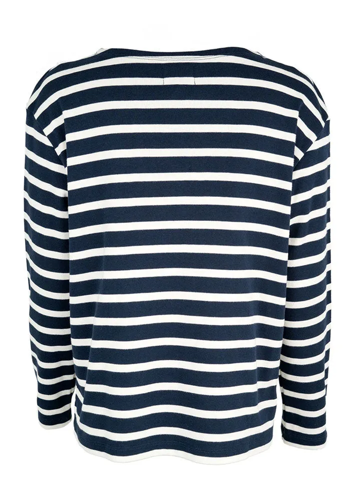 La Rouge Claudia Sailor Bluse - Blue/Offwhite stripe