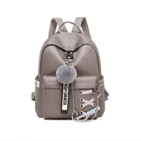 Large Capacity Casual Waterproof Shoe Lace, Chain and Hairball Oxford School Bag and Travel Backpack