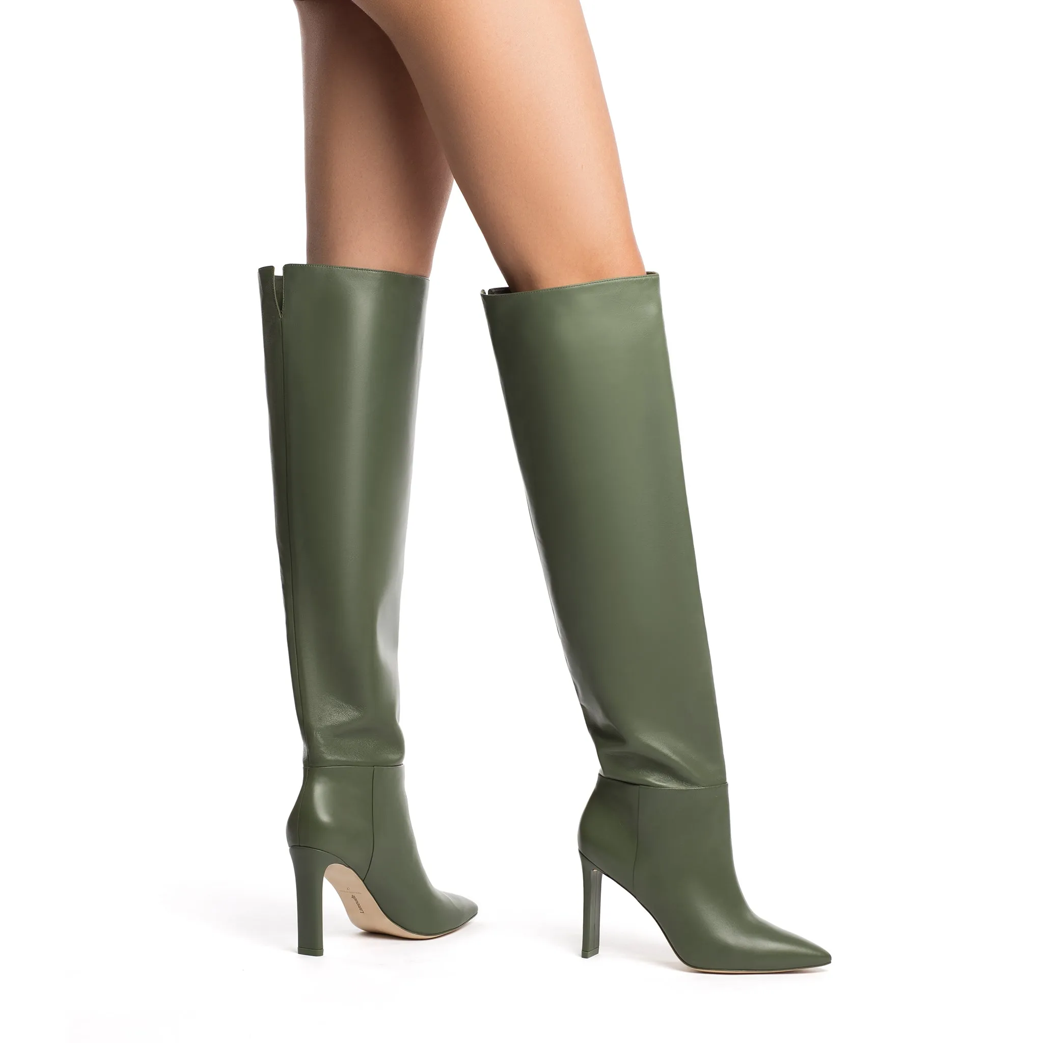 Larroudé x Jennifer Fisher Boot In Olive Leather