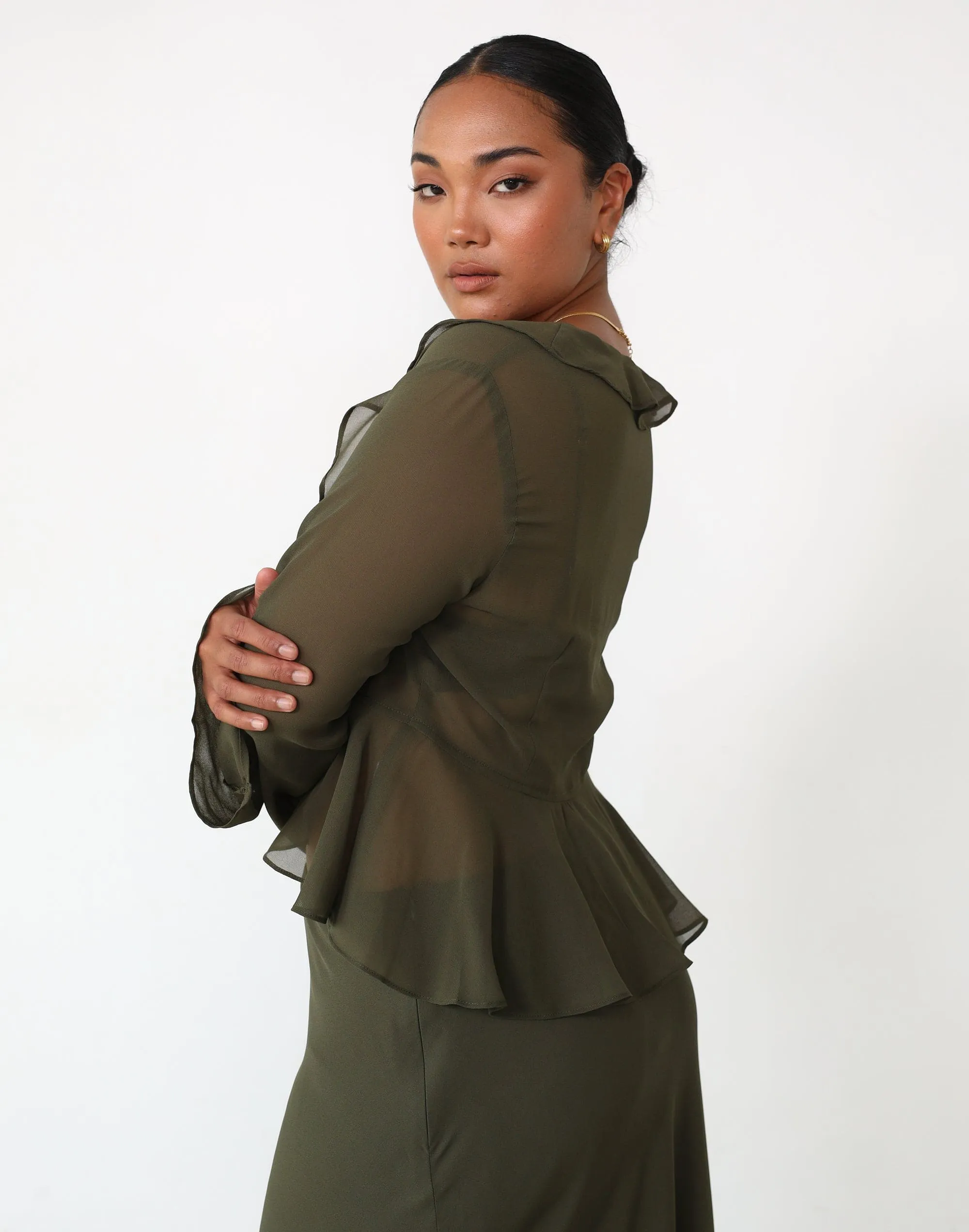 Leah Long Sleeve Top (Burnt Olive)