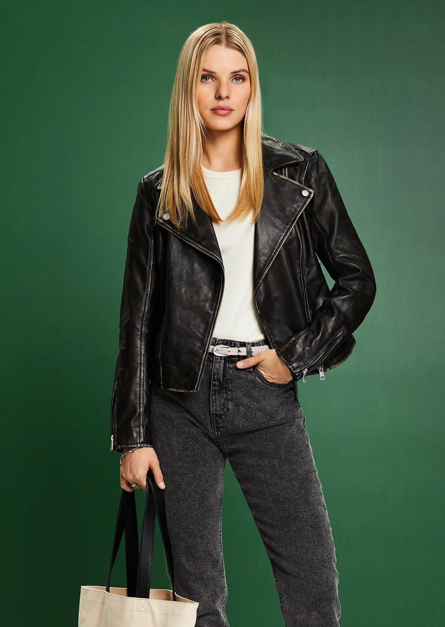 Leather Biker Jacket Black