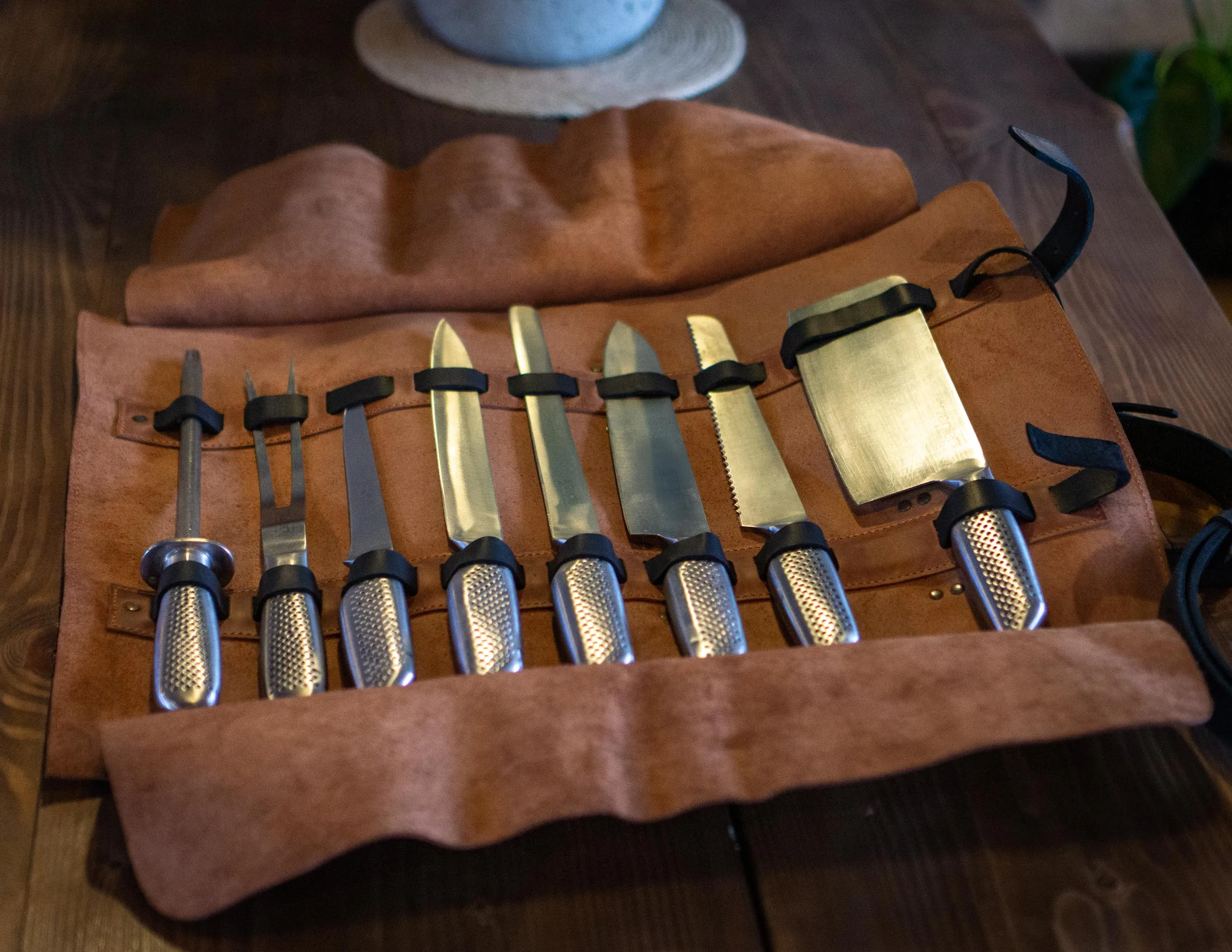 Leather Knife Roll | Knives Bag | Handcrafted | Gift for Chef