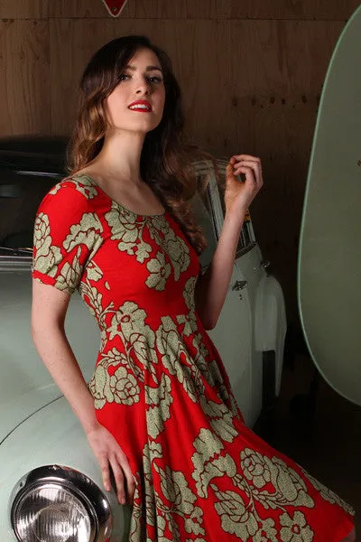 Lena Red Floral Dress