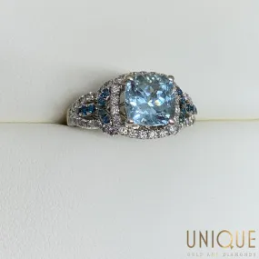 LeVian Lady's Aquamarine & Diamond Ring