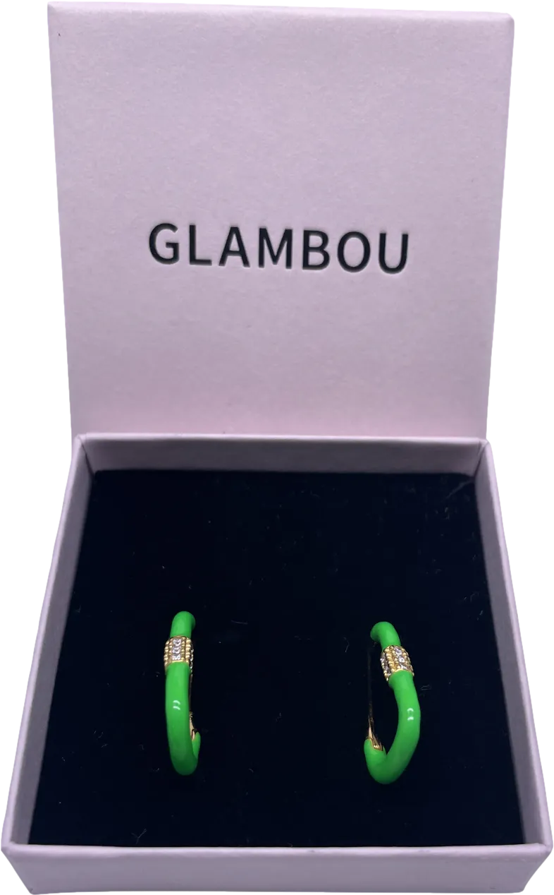 Lili claspe Green Enamel / Crystal Rectangular Hoop Earrings