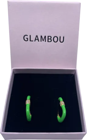 Lili claspe Green Enamel / Crystal Rectangular Hoop Earrings