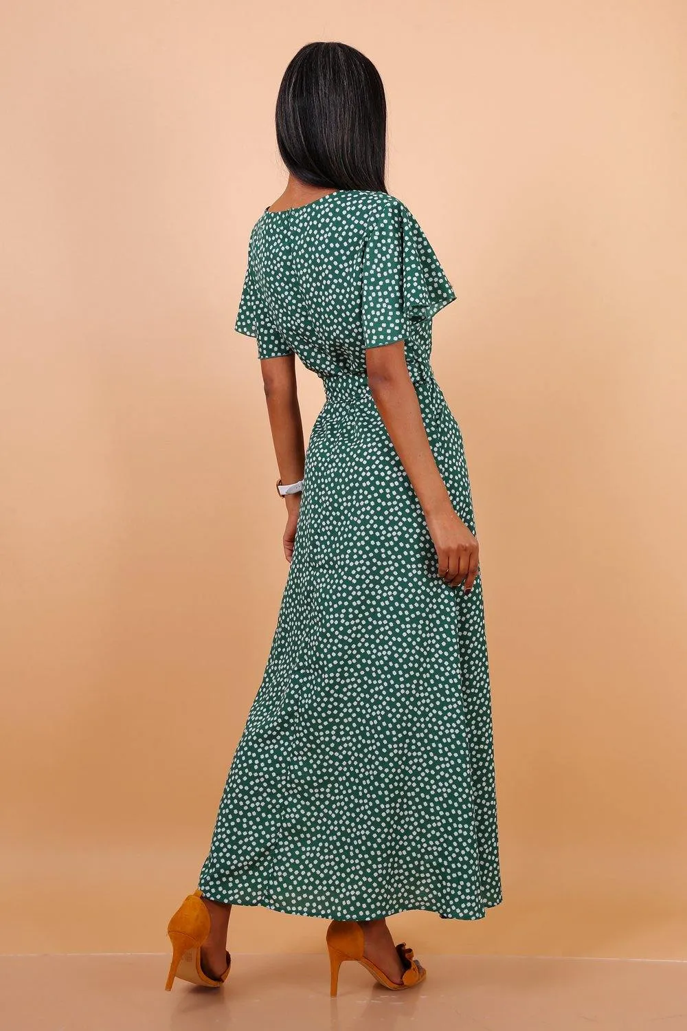 Lilura London Wrap Front Split Leg Maxi Dress  Daisy Dot