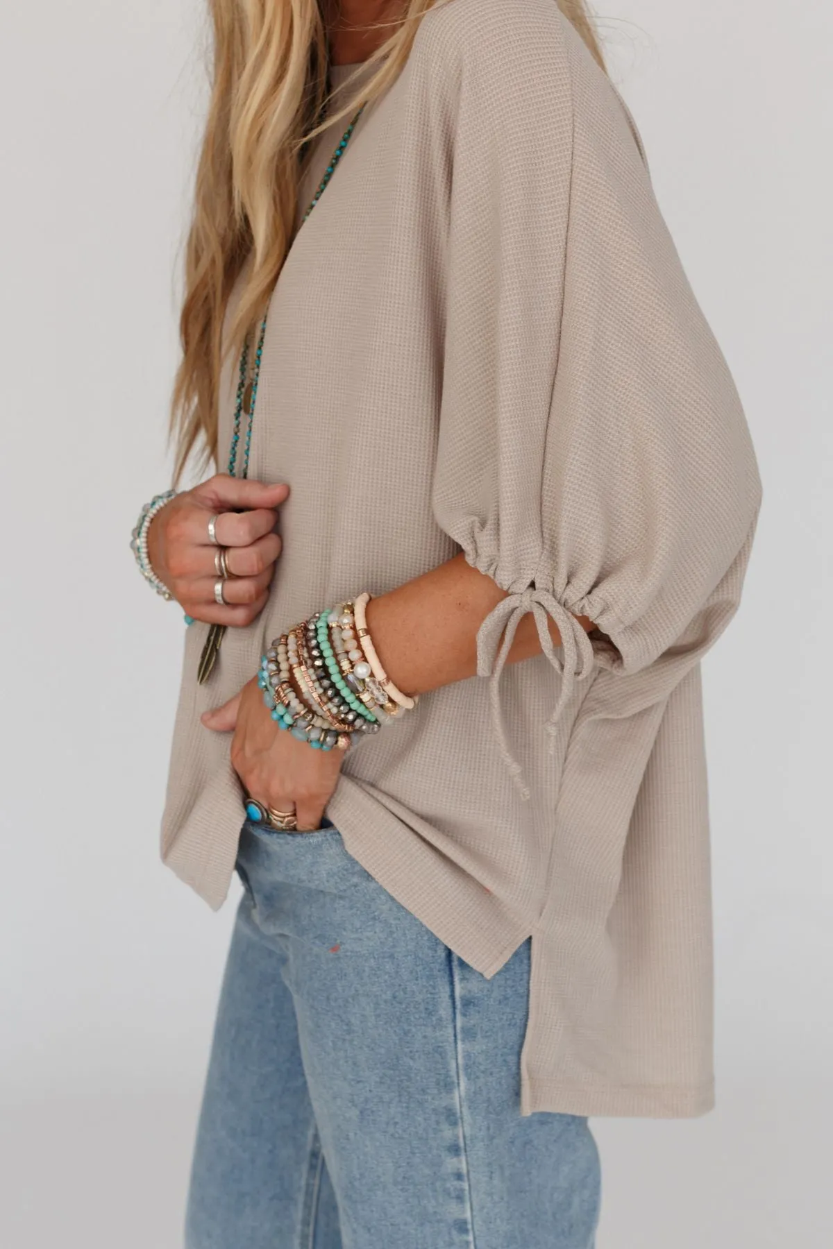 Little Lark Puff Sleeve Tee - Taupe