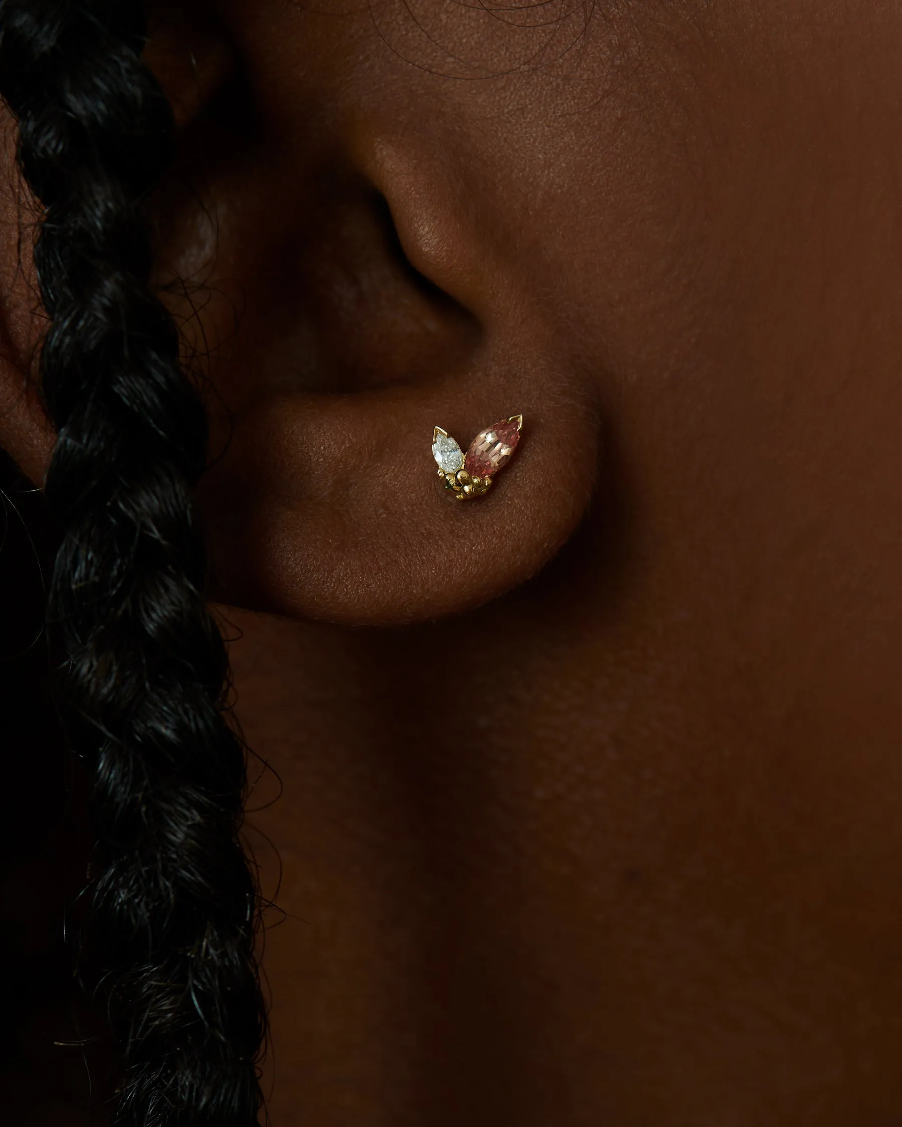 Little Sprout Diamond & Padparadscha Sapphire Earrings