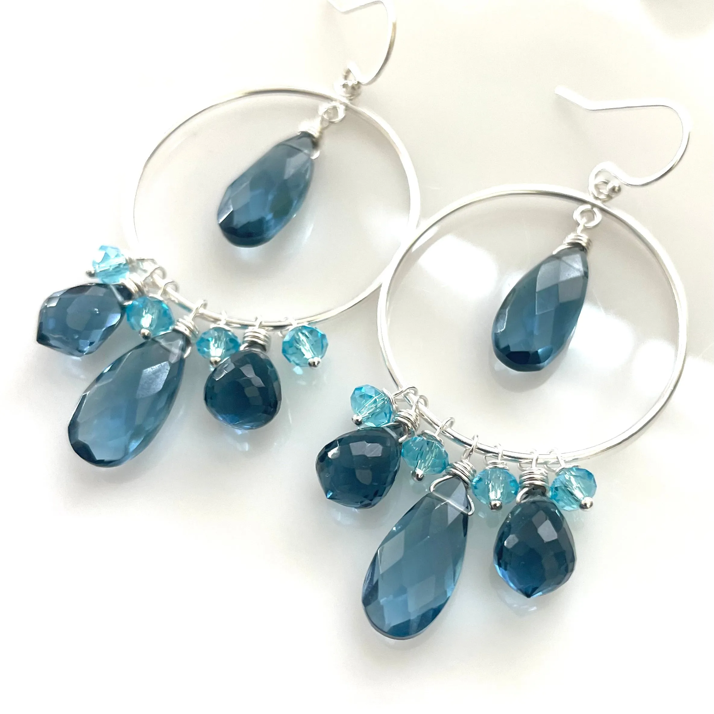 London Blue Double Decker Hoop Earrings