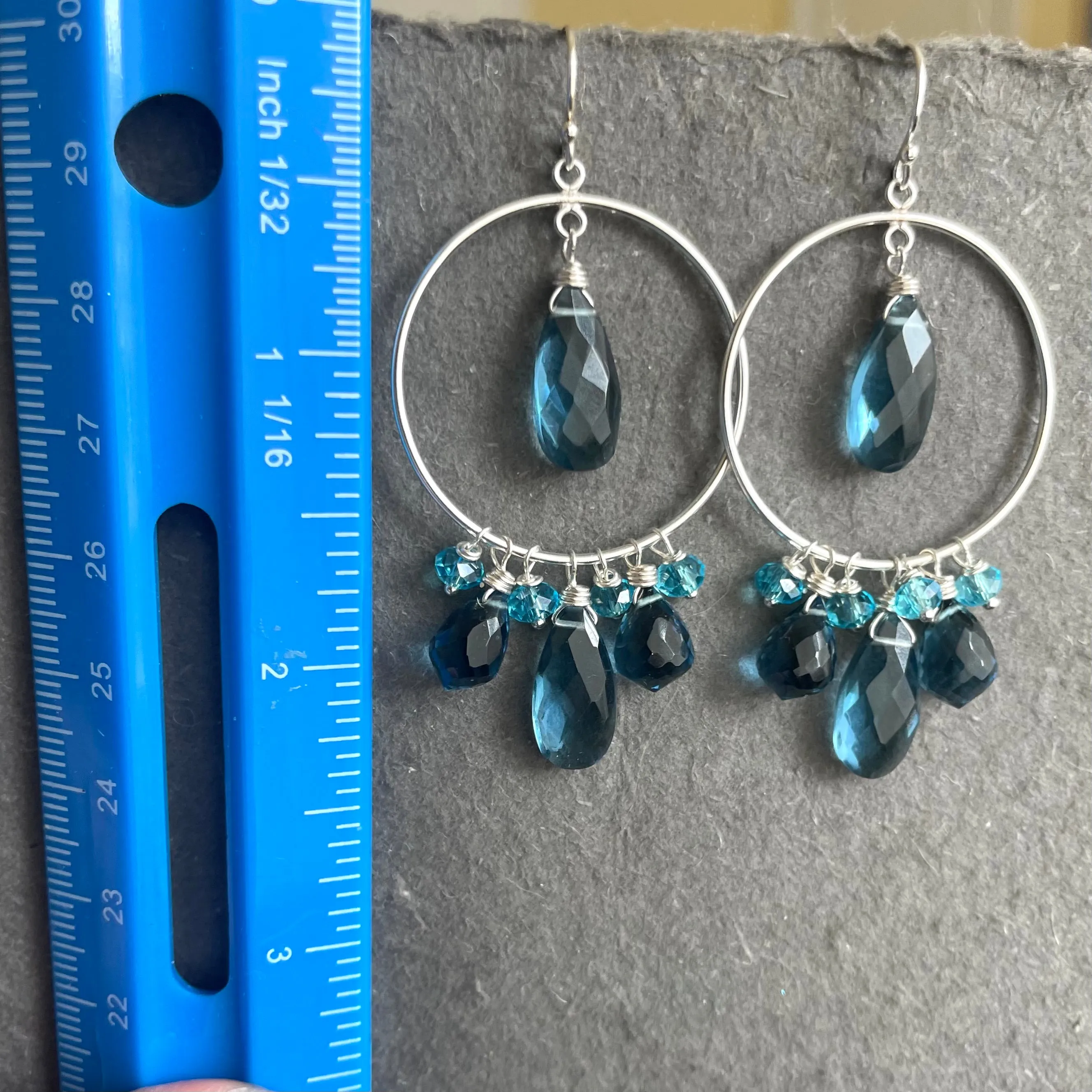 London Blue Double Decker Hoop Earrings