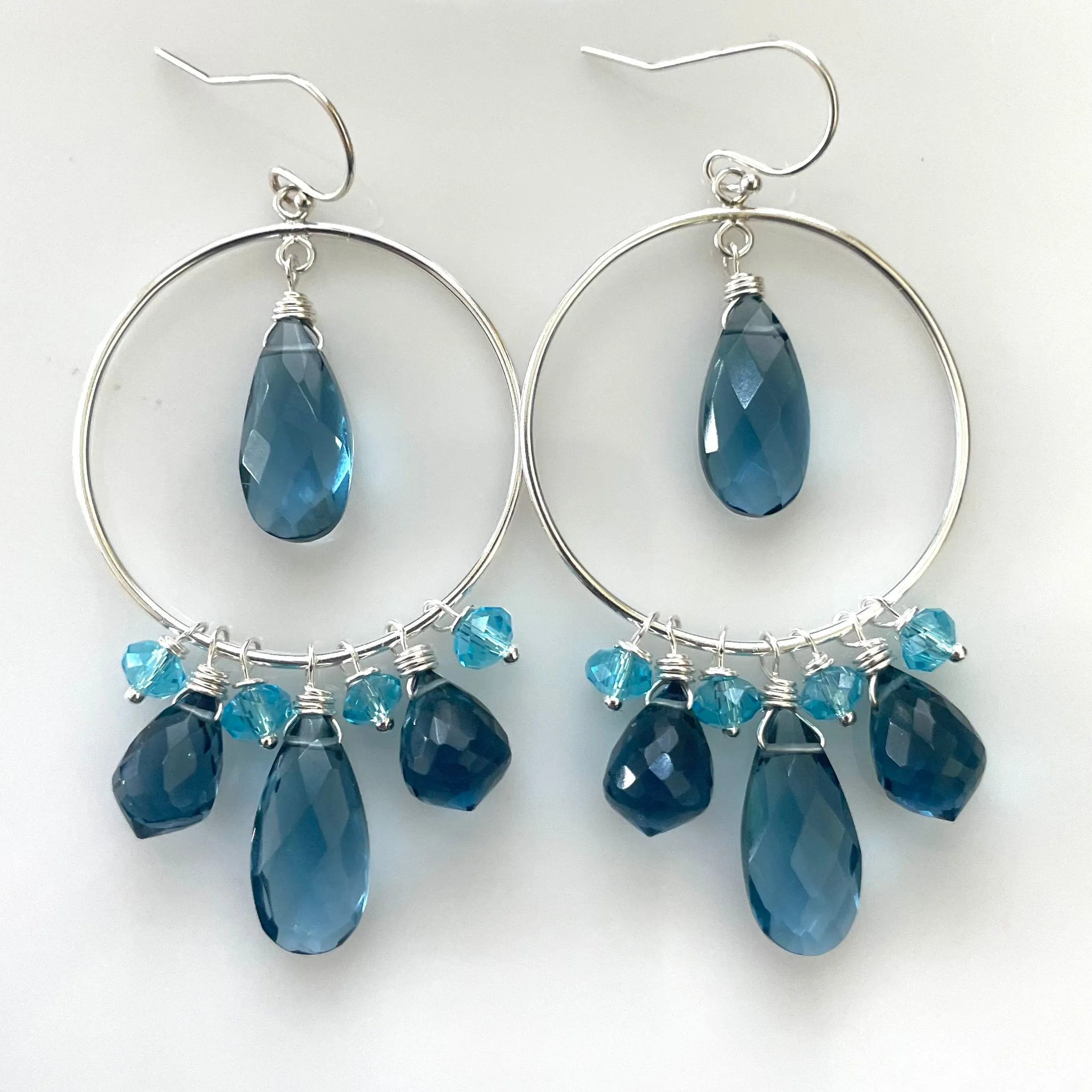 London Blue Double Decker Hoop Earrings