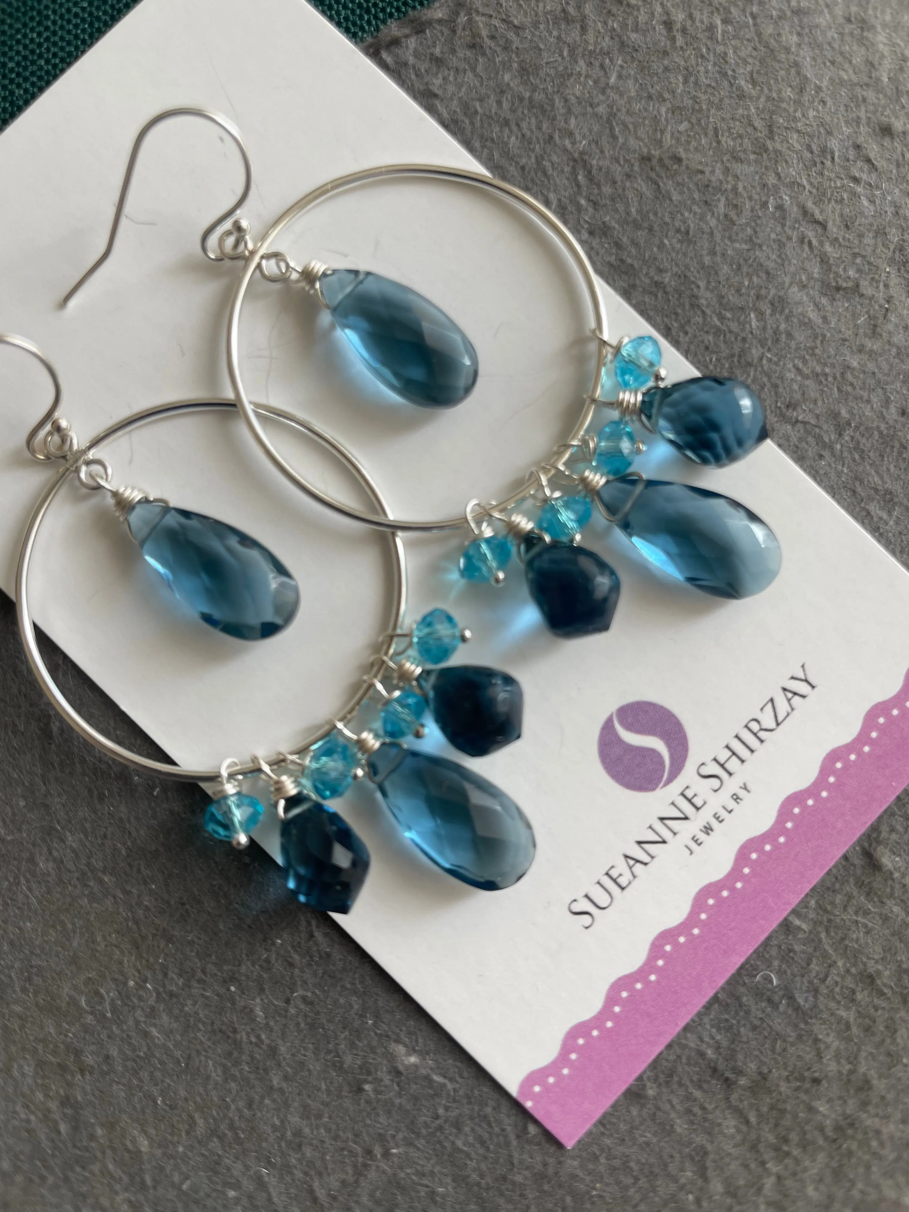 London Blue Double Decker Hoop Earrings