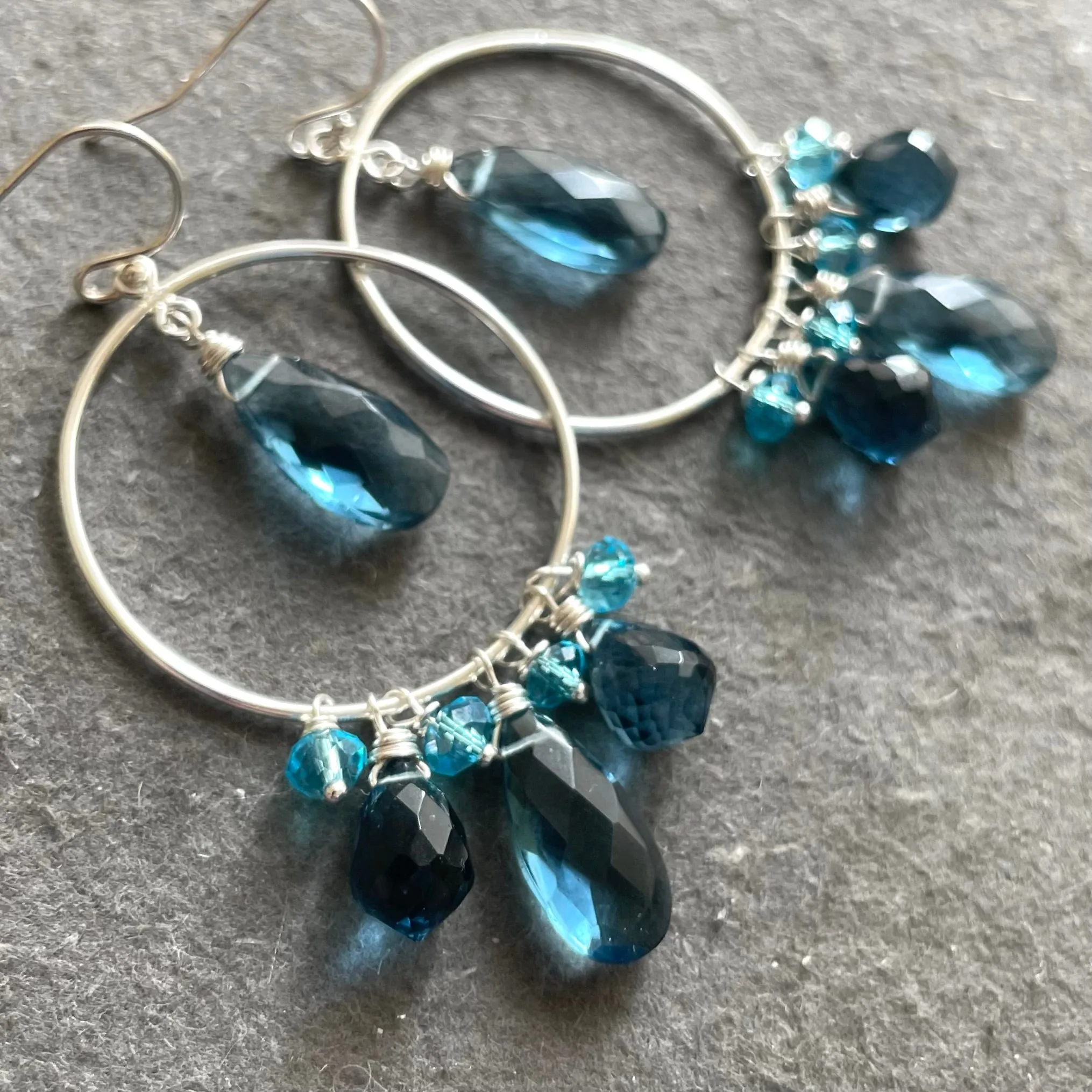 London Blue Double Decker Hoop Earrings