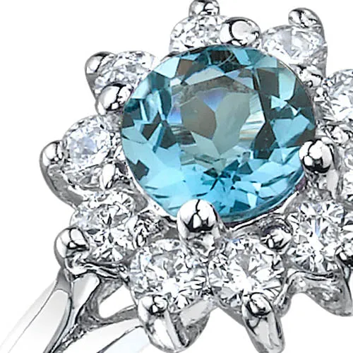 London Blue Topaz Round Cut Sterling Silver Ring Size 7