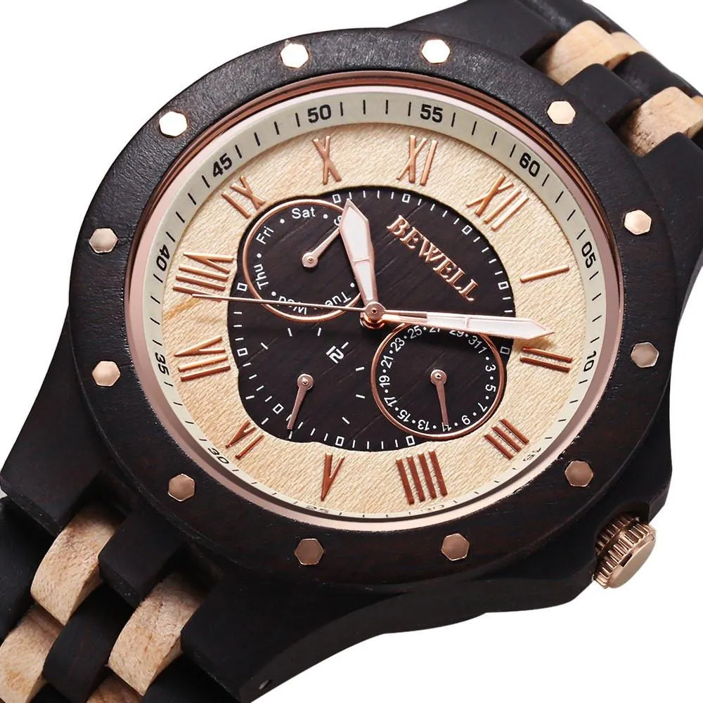 Luxury Wooden Watch with Wooden Bracelet and Quartz Display