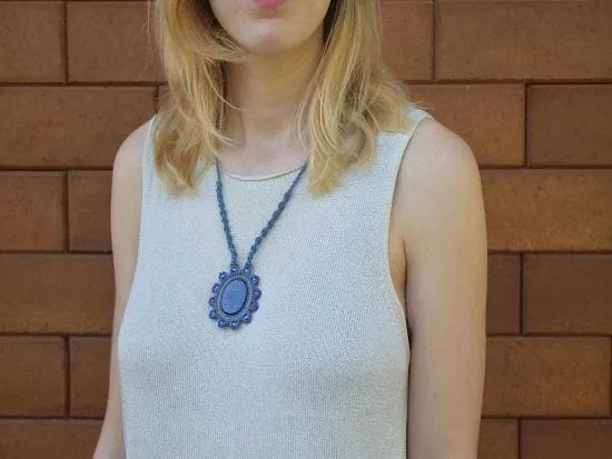 Macrame Necklace Lapiz Lazuli