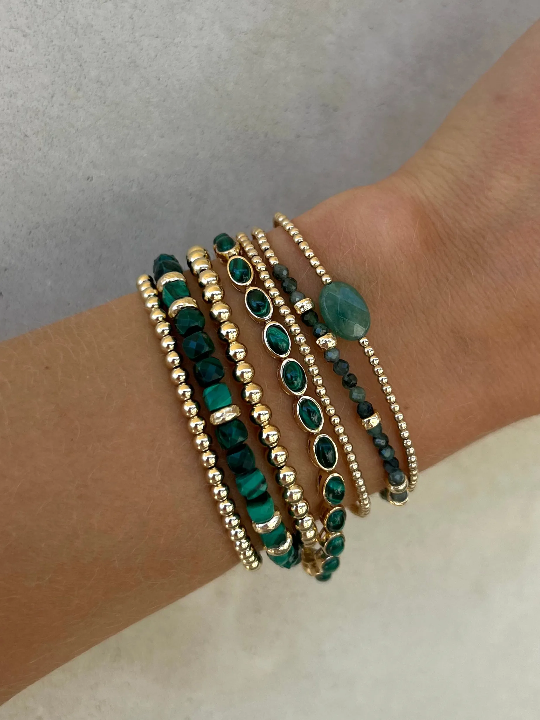 Malachite and Rondelle Pattern Bracelet