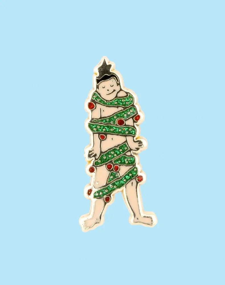 MAN ON CHRISTMAS TREE PIN