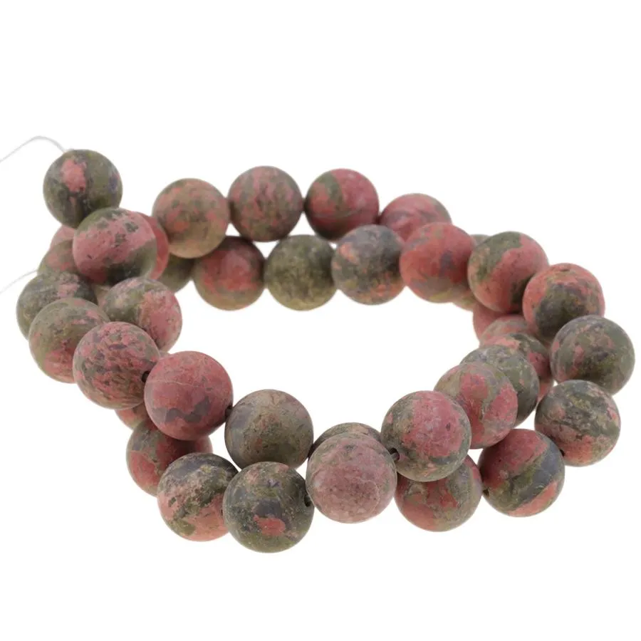 MATTE Unakite 10mm Round - 15-16 Inch - CLEARANCE