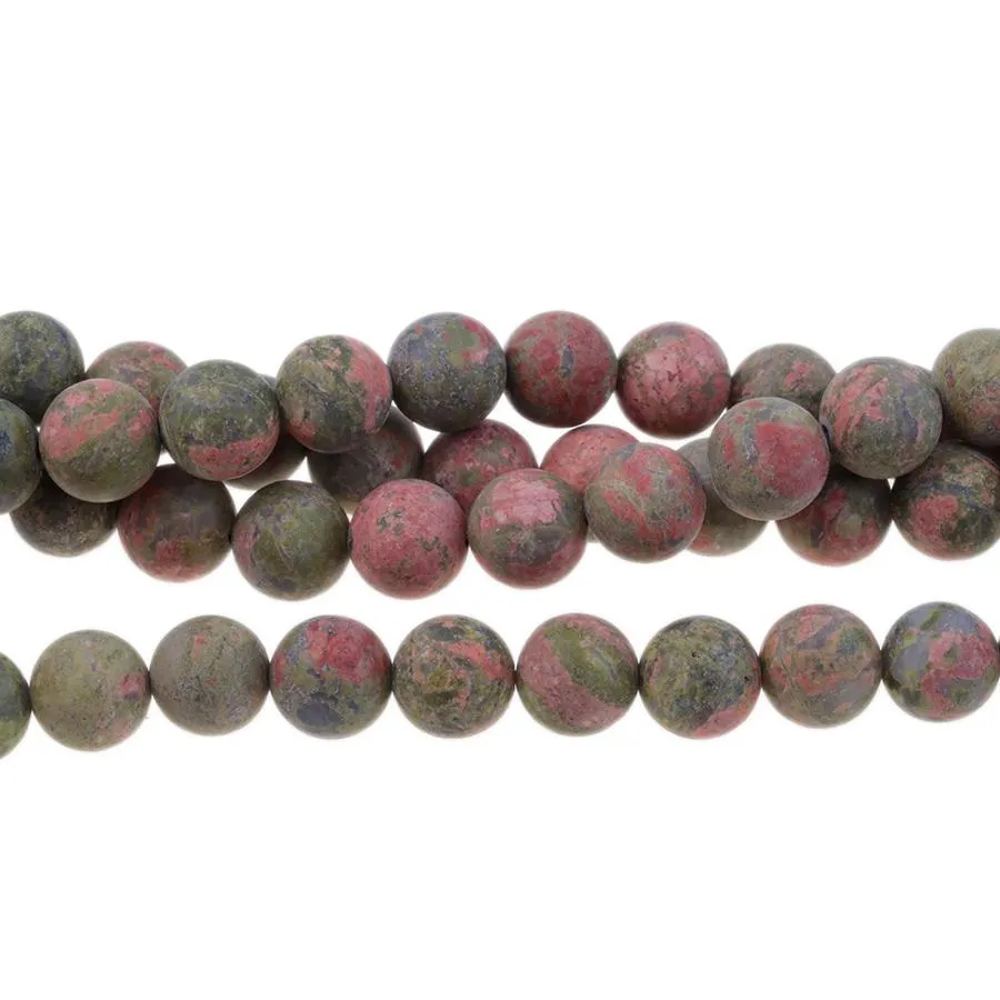 MATTE Unakite 10mm Round - 15-16 Inch - CLEARANCE