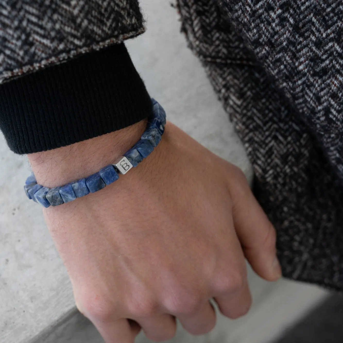 Memphis Cube Gemstone Bracelet Matt Blue