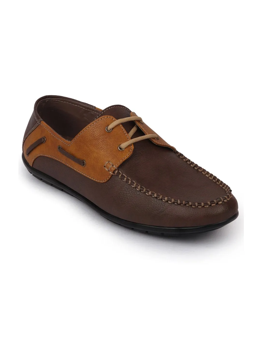 Men Brown Lace Up Boat Shoes