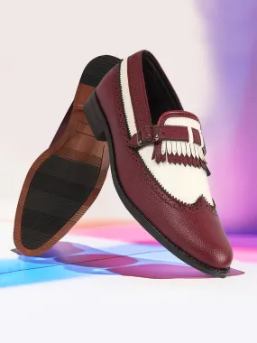 Men Party Cherry Single Strap Monk Slip On Shoes