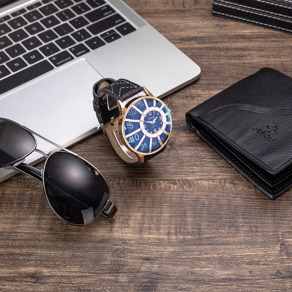 Men Quartz Watch, Folding Wallet, Sunglasses Family Gift Set