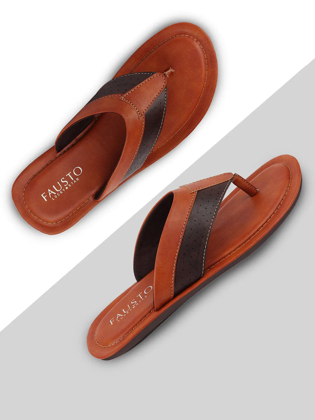 Men Tan Indoor & Outdoor Slippers