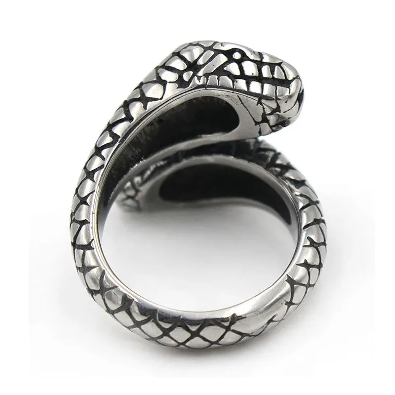 Men's 316l Stainless Steel Double Snake Head Band Pattern Gothic Tribal Biker Ring