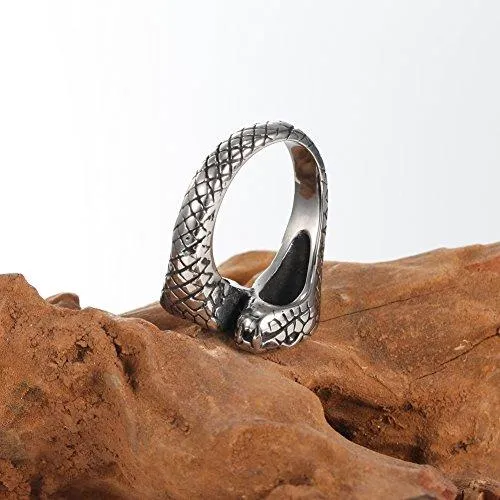 Men's 316l Stainless Steel Double Snake Head Band Pattern Gothic Tribal Biker Ring