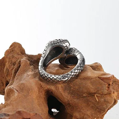 Men's 316l Stainless Steel Double Snake Head Band Pattern Gothic Tribal Biker Ring