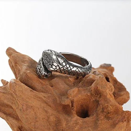 Men's 316l Stainless Steel Double Snake Head Band Pattern Gothic Tribal Biker Ring