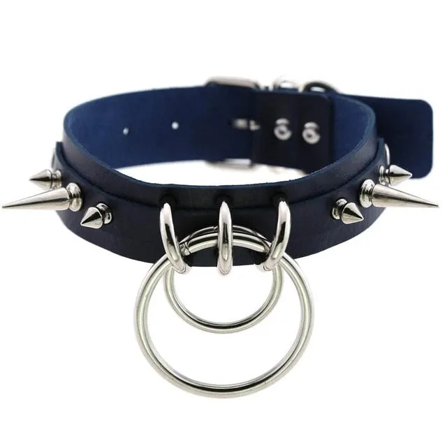 Metal Spike Collar Choker Leather Gothic Punk Harajuku Necklace