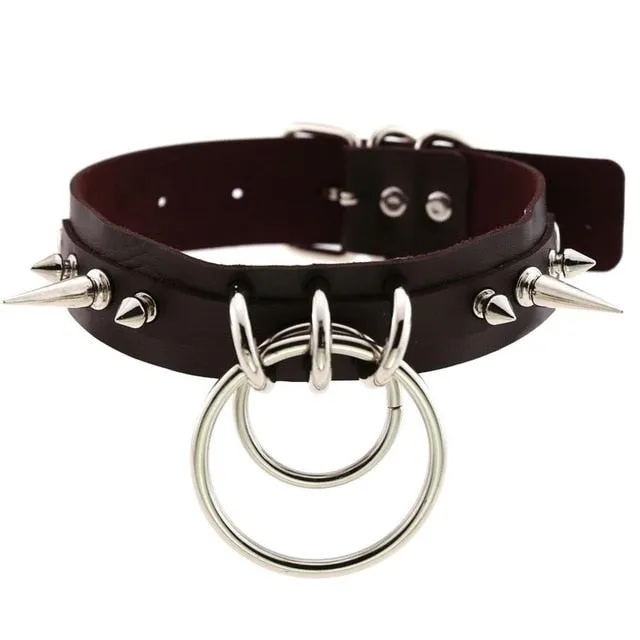 Metal Spike Collar Choker Leather Gothic Punk Harajuku Necklace