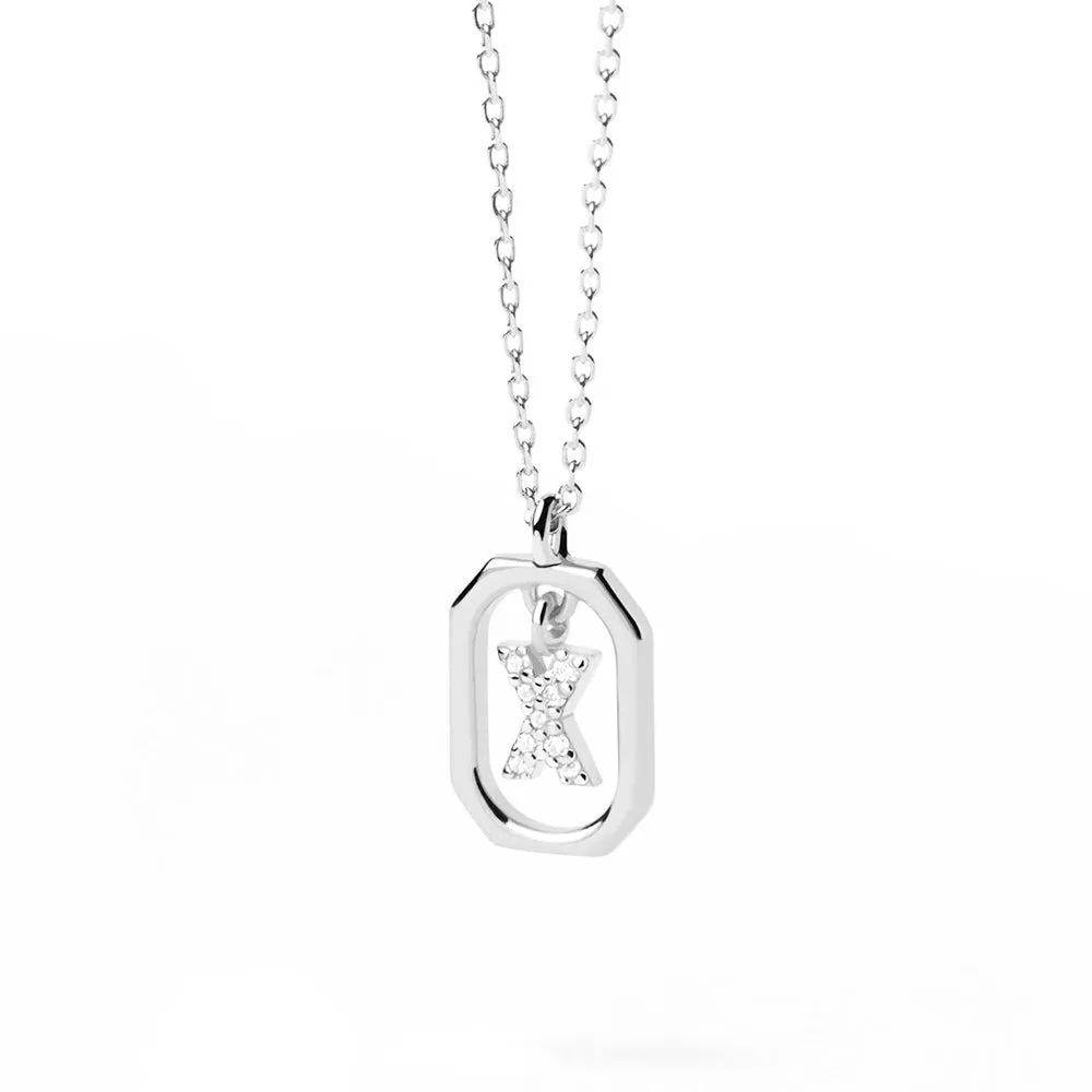 Moissanite Initial X Dangle Pendant Necklace