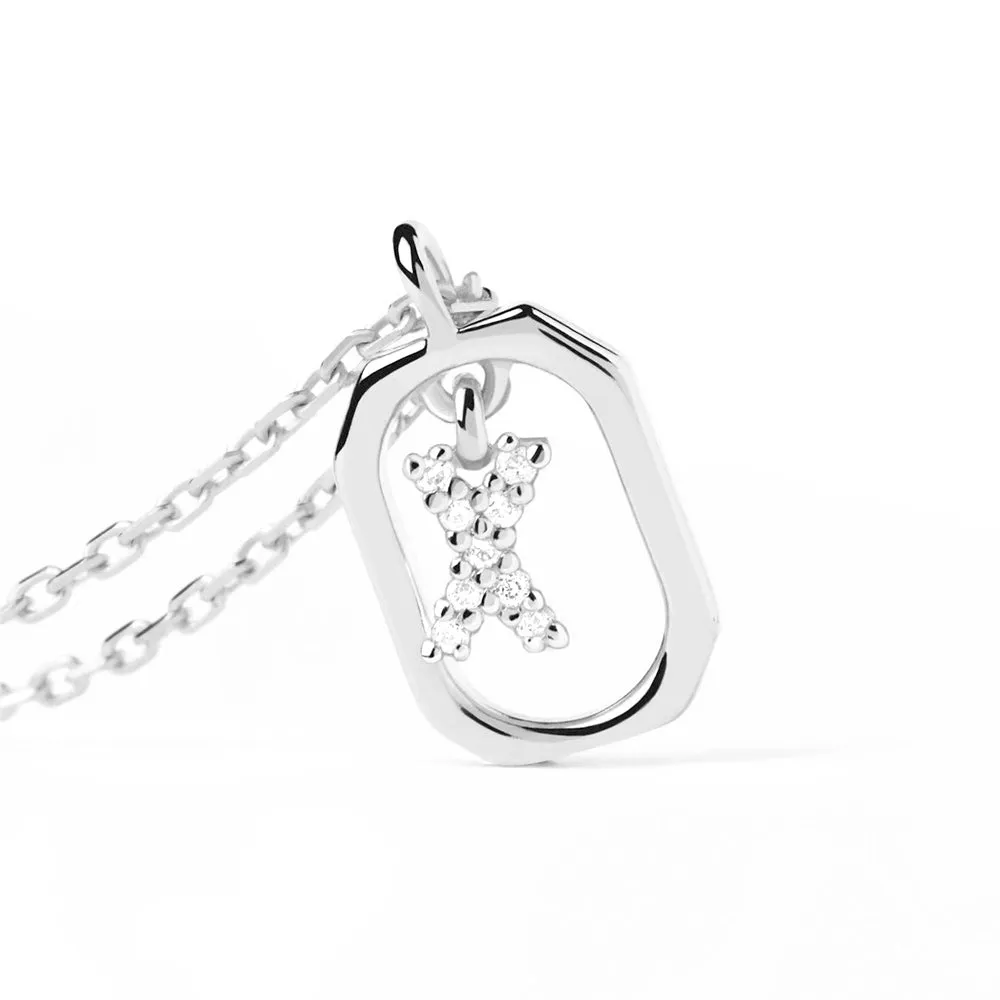 Moissanite Initial X Dangle Pendant Necklace