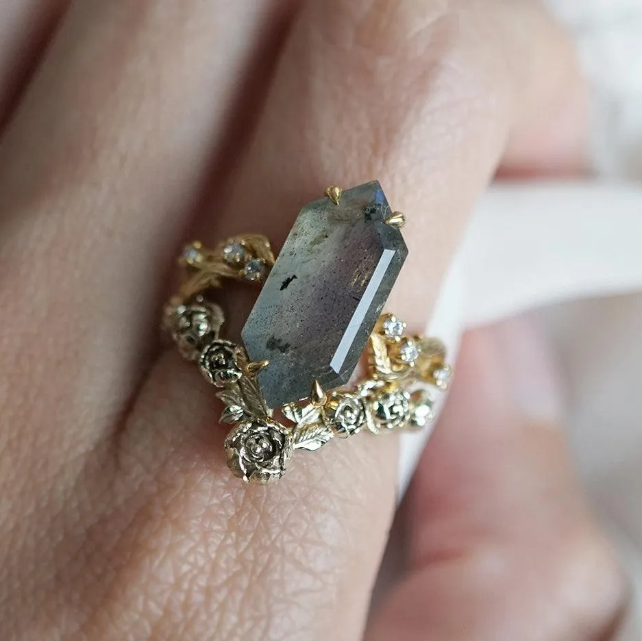 Moody Labradorite Ring in 14K and 18K Gold