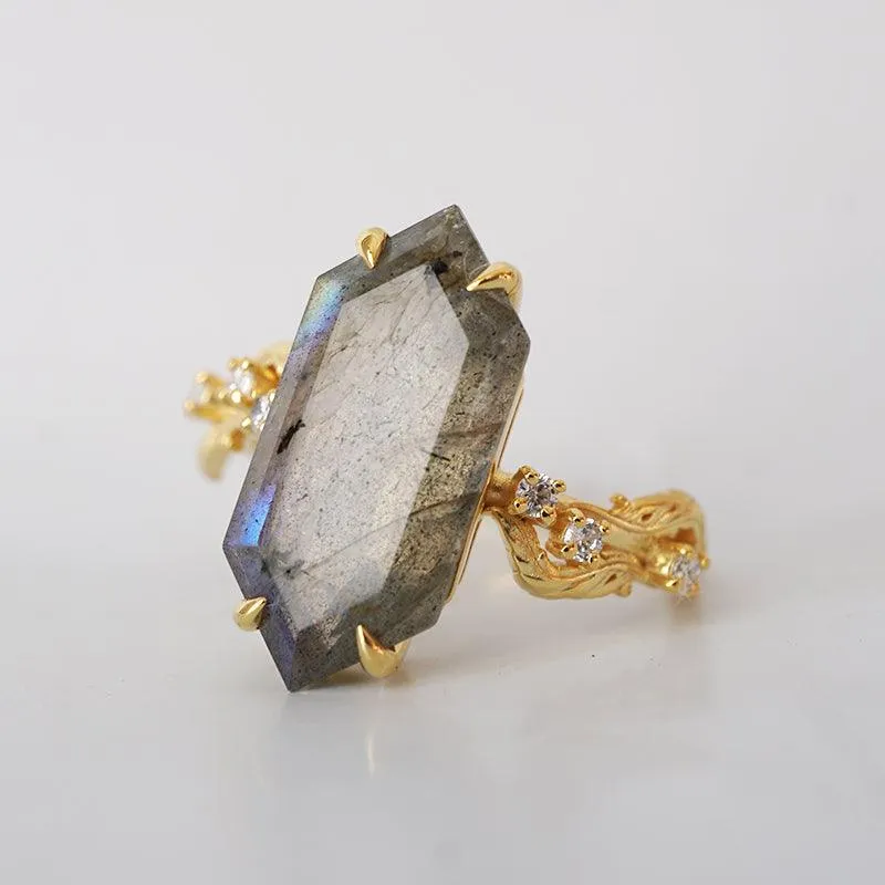 Moody Labradorite Ring in 14K and 18K Gold