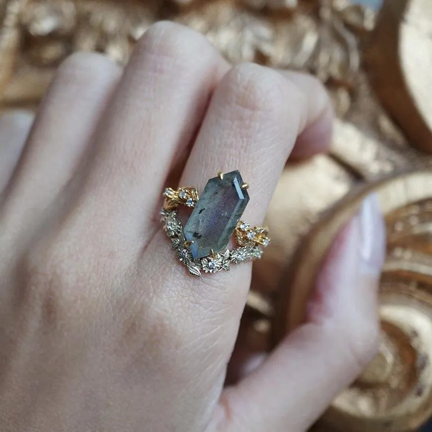 Moody Labradorite Ring in 14K and 18K Gold