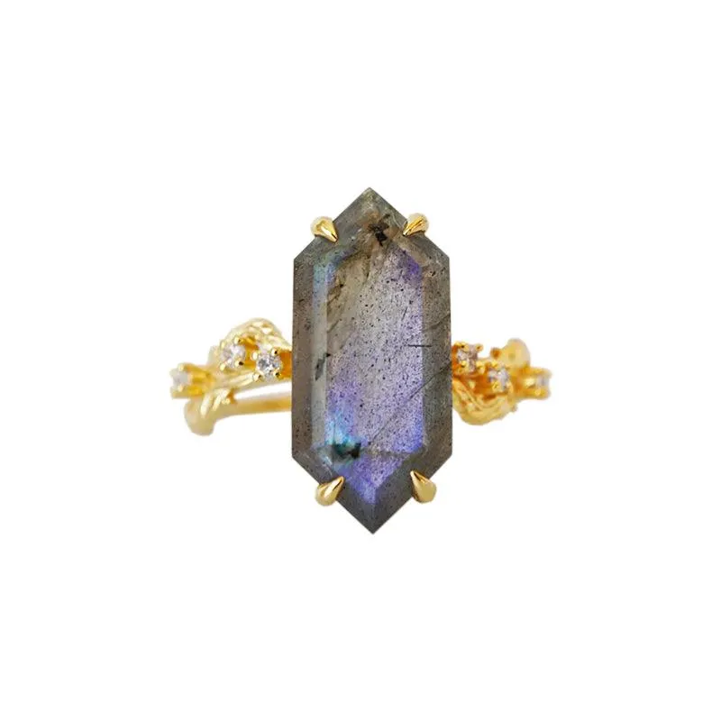 Moody Labradorite Ring in 14K and 18K Gold