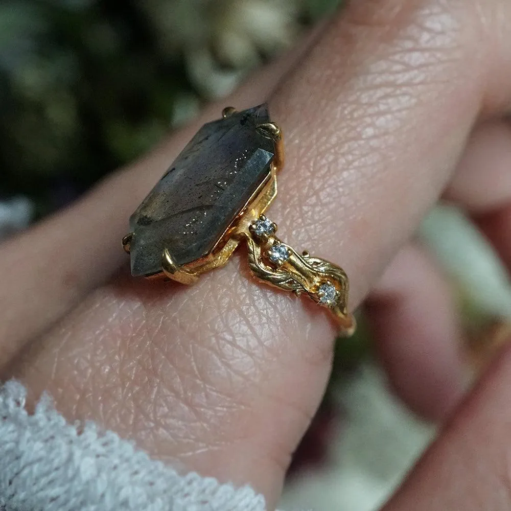 Moody Labradorite Ring in 14K and 18K Gold