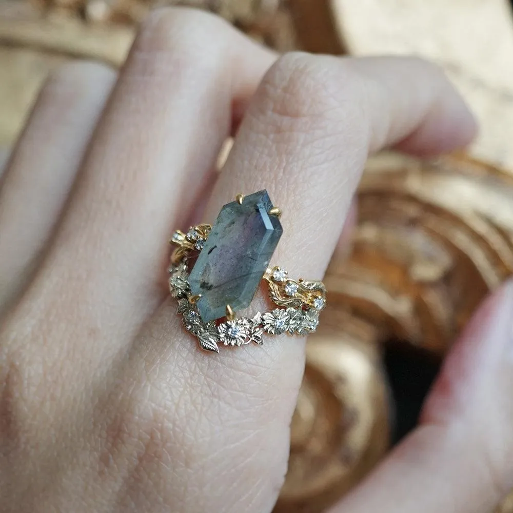 Moody Labradorite Ring in 14K and 18K Gold